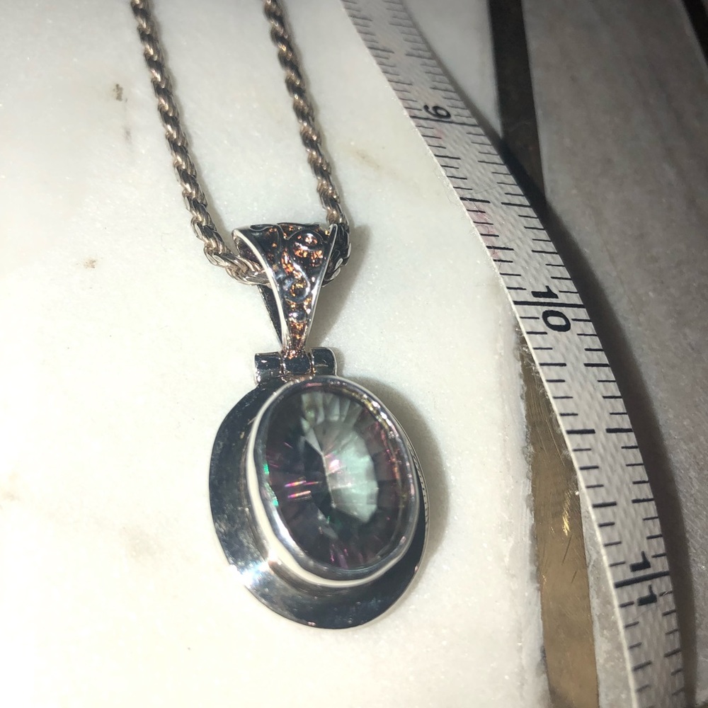 Sterling silver925 mystic topaz pendant